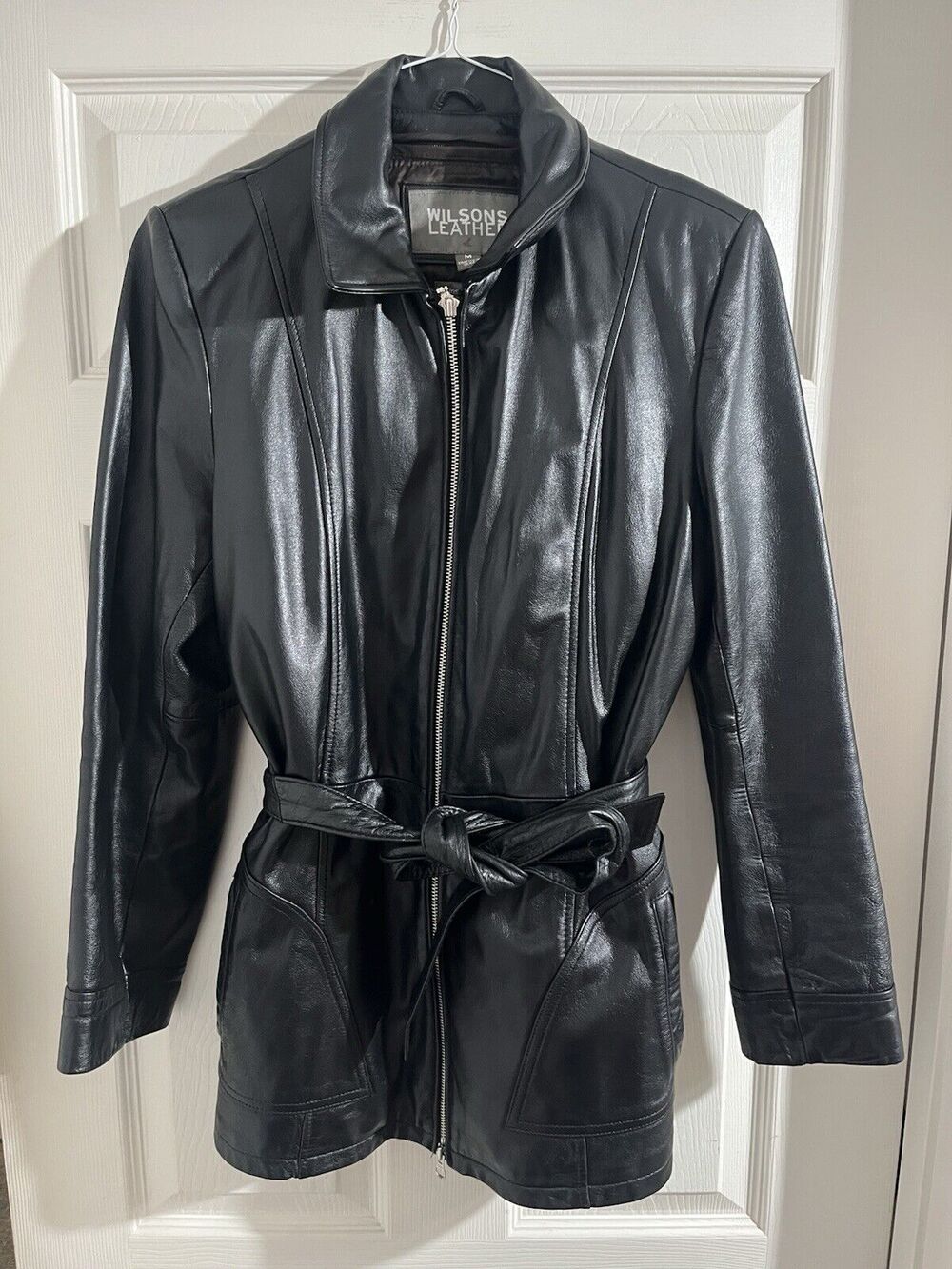 Wilsons Leather Women's Sz M Black Jacket Thinsulate Ultra Lining Belt